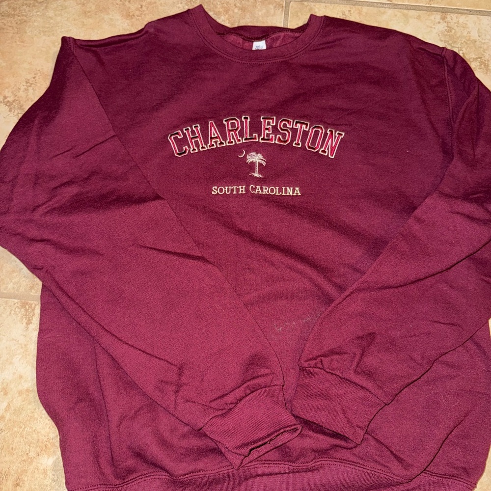 Jerzees Maroon Charleston Crewneck Sweater
